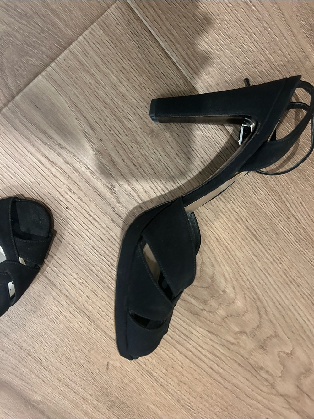 Stuart Weitzman Black Strappy Ankle-Tie Heels - Picture 4 of 5